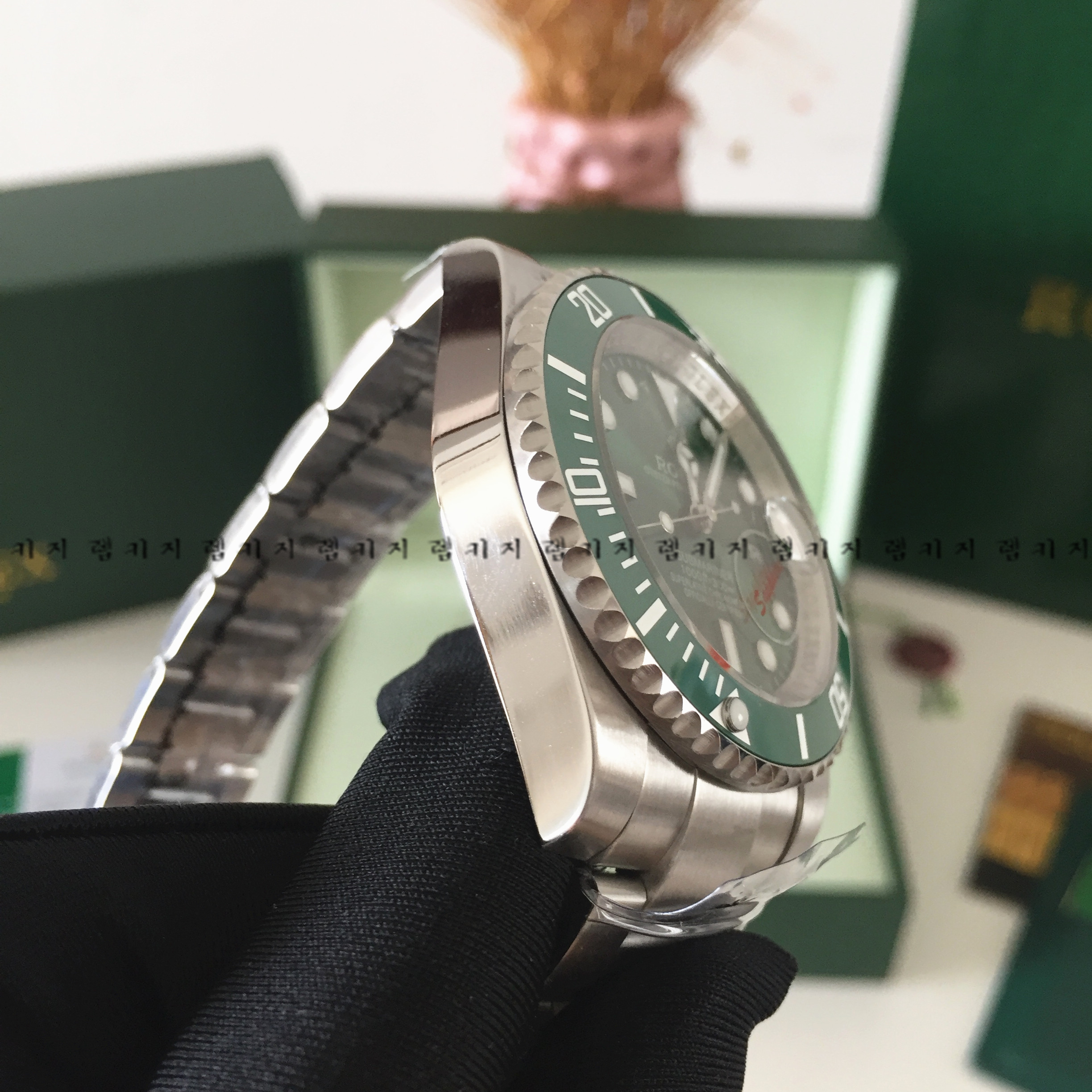 로렉스 서브마리너 그린다이얼 은장 메탈시계